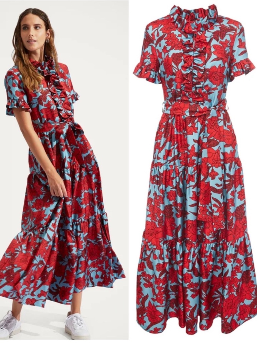 LA DoubleJ Lilium Turchese in Silk Twill Long and Sassy Dress  BNWT Sz Medium